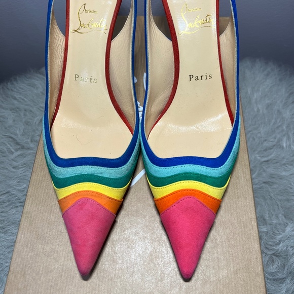 Christian Louboutin Degradama 80 Rainbow Suede Slingback’s - Picture 3 of 15